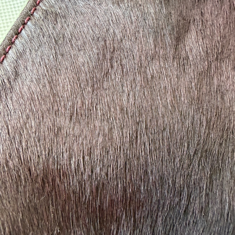 Kate Spade NEW calf fur burgundy handheld clutch plum with Gold Accents - Picture 3 of 7